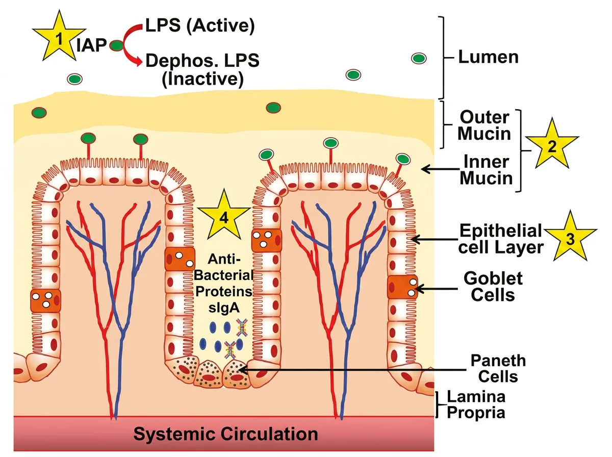 Detailed diagram of the gut lining